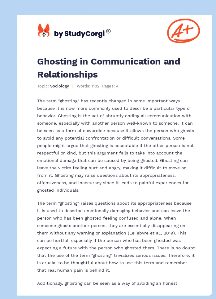 Ghosting in Communication and Relationships. Page 1