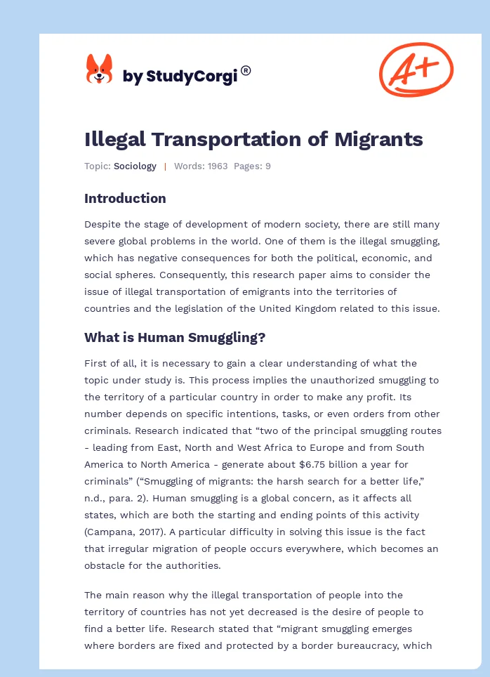 Illegal Transportation of Migrants. Page 1
