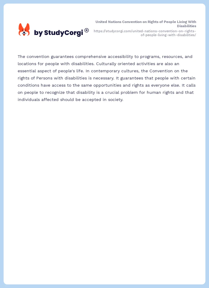 United Nations Convention on Rights of People Living With Disabilities. Page 2