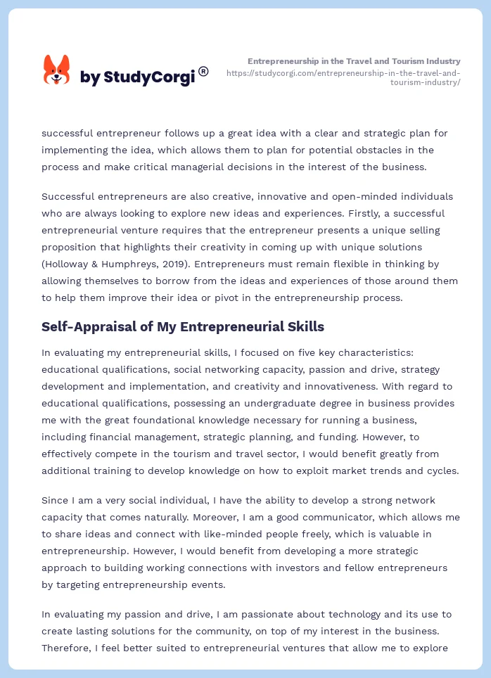 Entrepreneurship in the Travel and Tourism Industry. Page 2