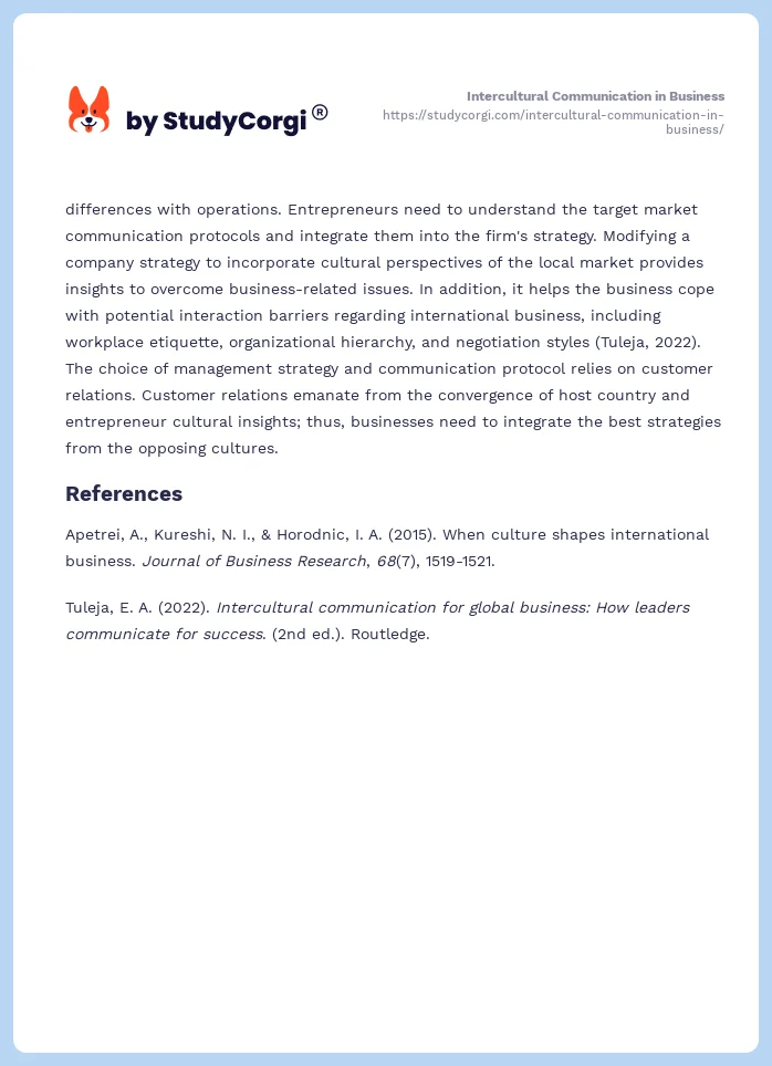 Intercultural Communication in Business. Page 2