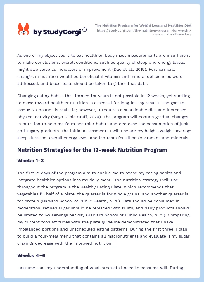 The Nutrition Program for Weight Loss and Healthier Diet. Page 2