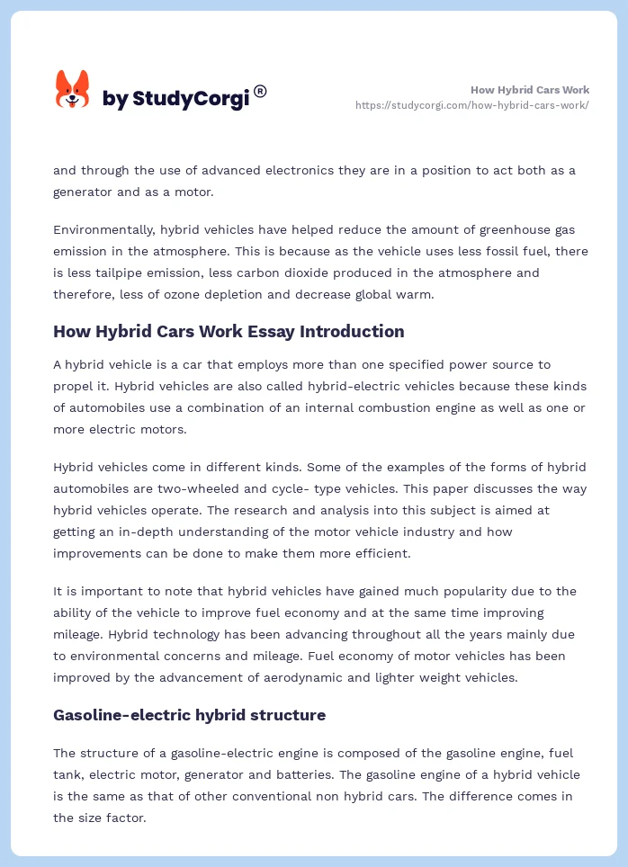 How Hybrid Cars Work. Page 2
