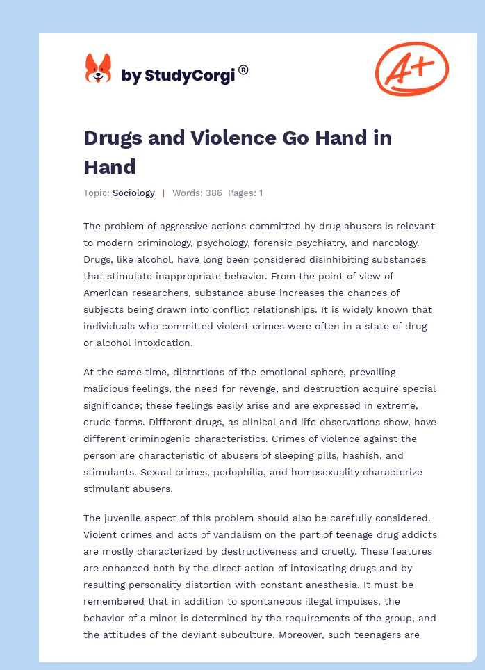 Drugs and Violence Go Hand in Hand. Page 1