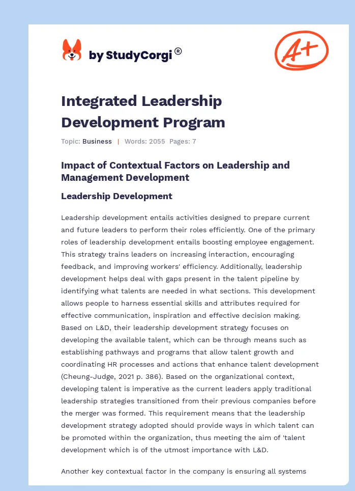 Integrated Leadership Development Program. Page 1