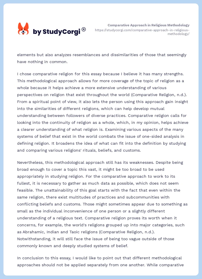 Comparative Approach in Religious Methodology. Page 2