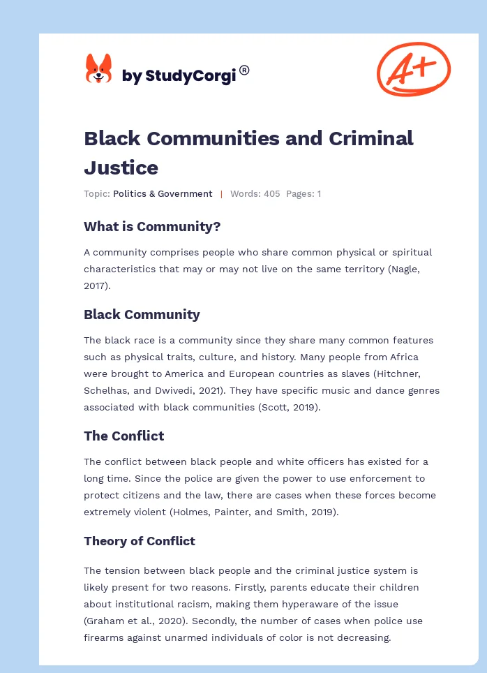 Black Communities and Criminal Justice. Page 1