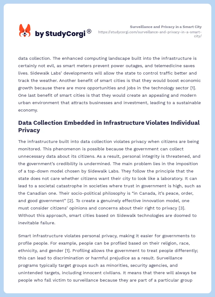 Surveillance and Privacy in a Smart City. Page 2