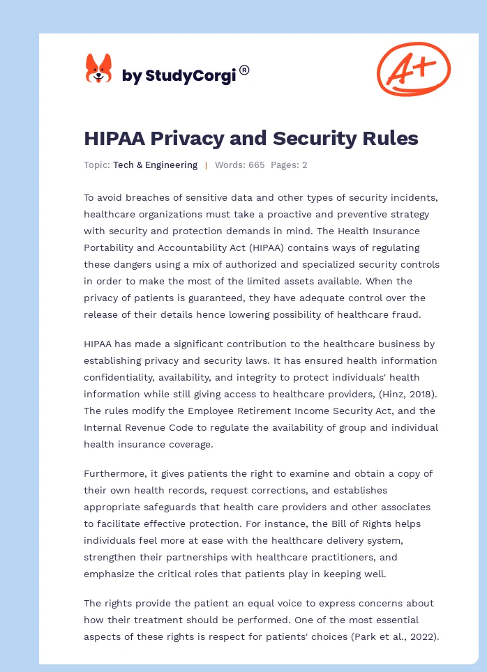 HIPAA Privacy and Security Rules. Page 1