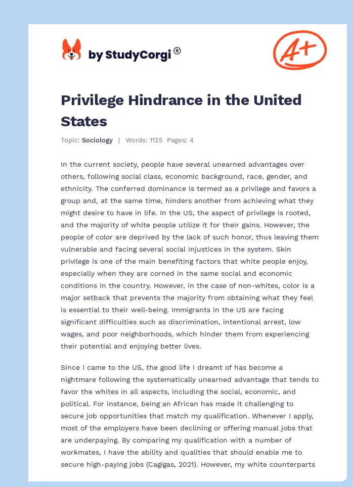 Privilege Hindrance in the United States. Page 1