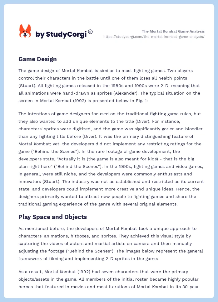The Mortal Kombat Game Analysis. Page 2