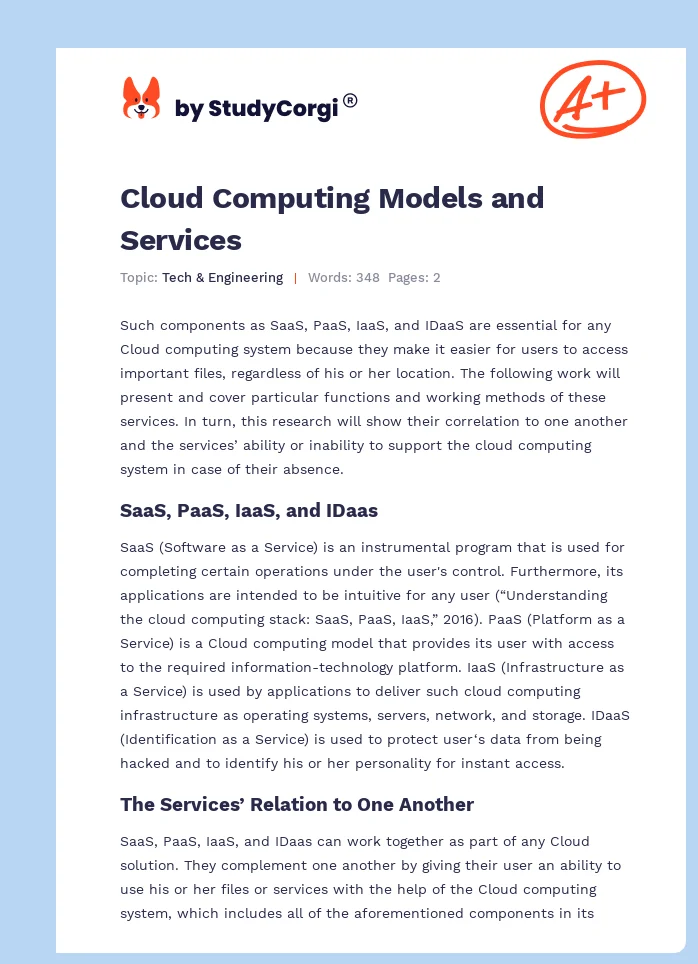 Cloud Computing Models and Services. Page 1