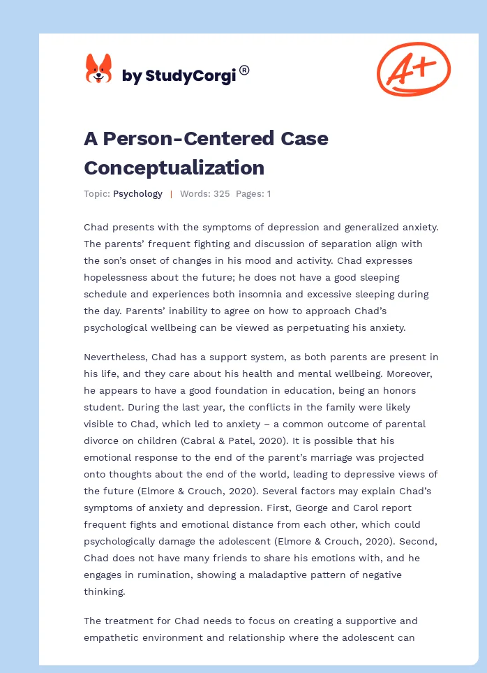 A Person-Centered Case Conceptualization. Page 1