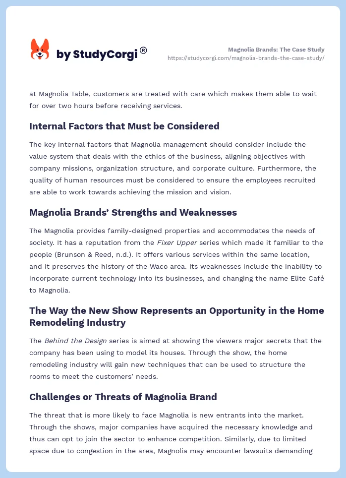 Magnolia Brands: The Case Study. Page 2