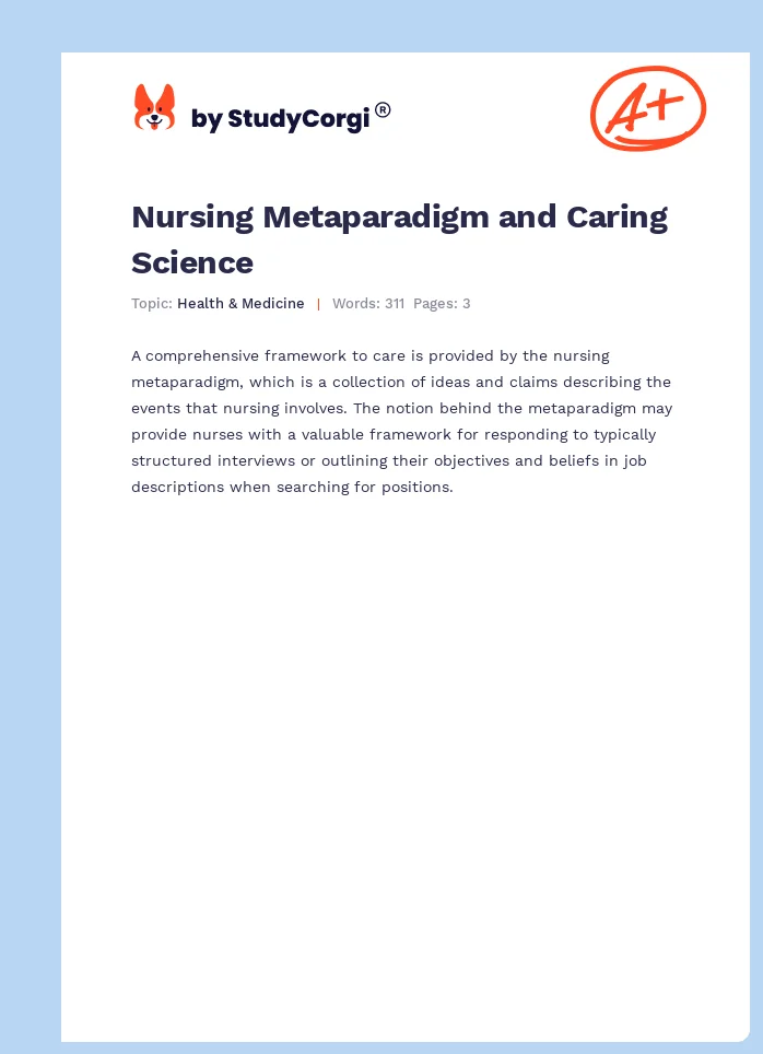 Nursing Metaparadigm and Caring Science. Page 1