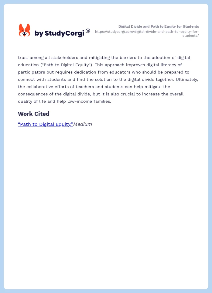 Digital Divide and Path to Equity for Students. Page 2