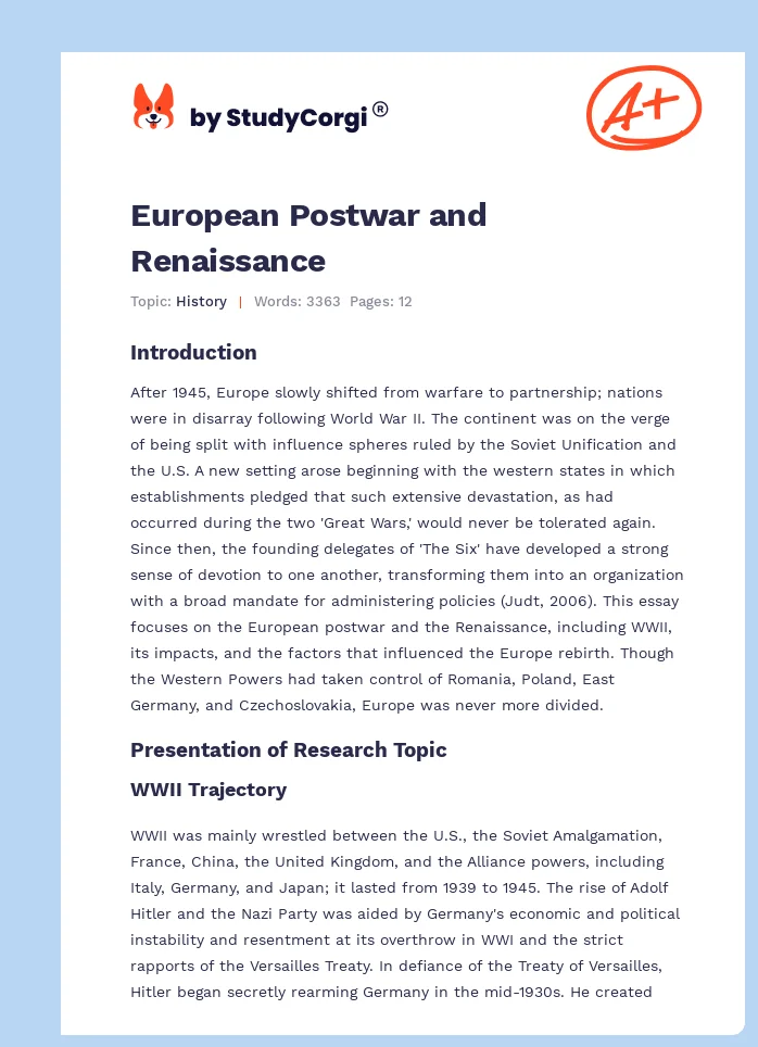European Postwar and Renaissance. Page 1