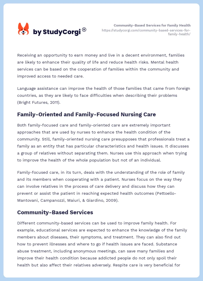 Community-Based Services for Family Health. Page 2