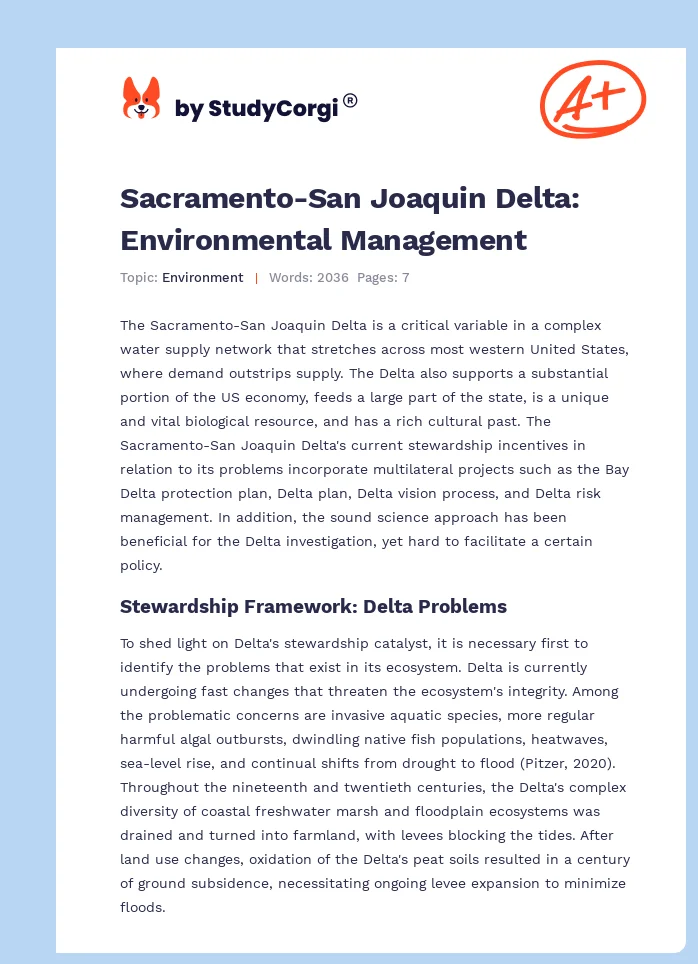 Sacramento-San Joaquin Delta: Environmental Management. Page 1