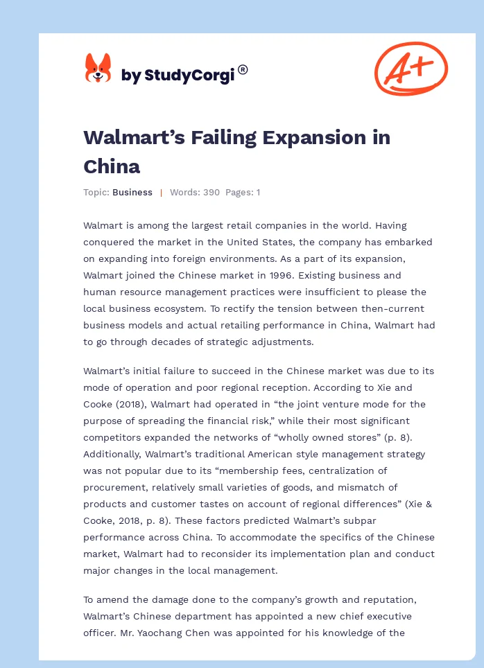 Walmart’s Failing Expansion in China. Page 1
