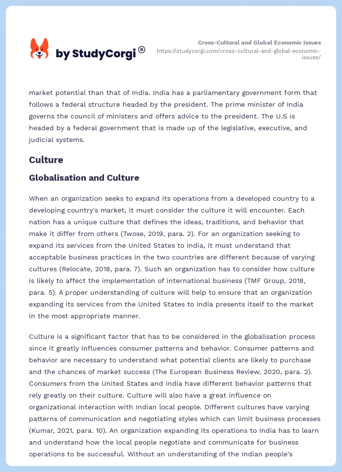 Cross-Cultural and Global Economic Issues. Page 2