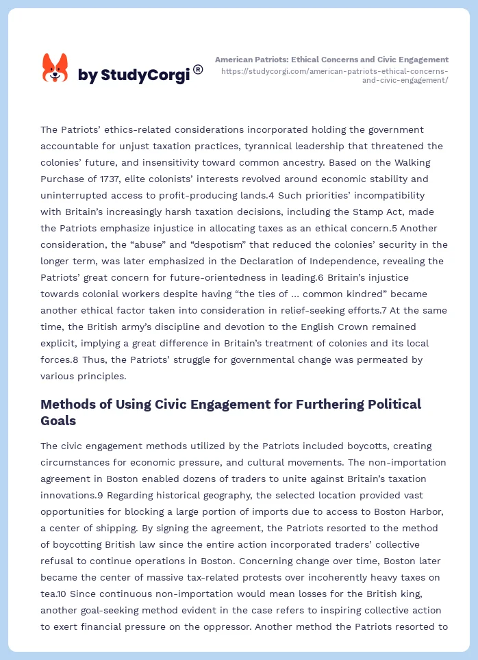 American Patriots: Ethical Concerns and Civic Engagement. Page 2