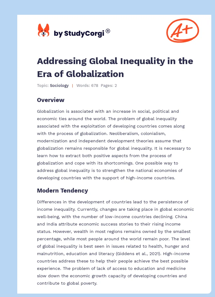 Addressing Global Inequality in the Era of Globalization. Page 1