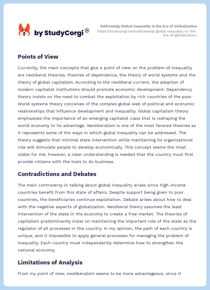 Addressing Global Inequality in the Era of Globalization. Page 2