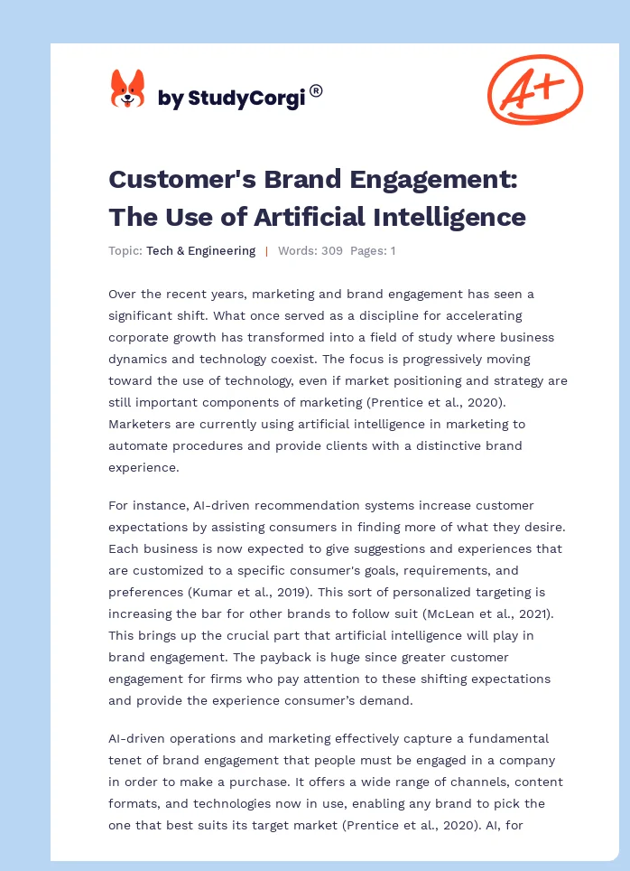 Customer's Brand Engagement: The Use of Artificial Intelligence. Page 1