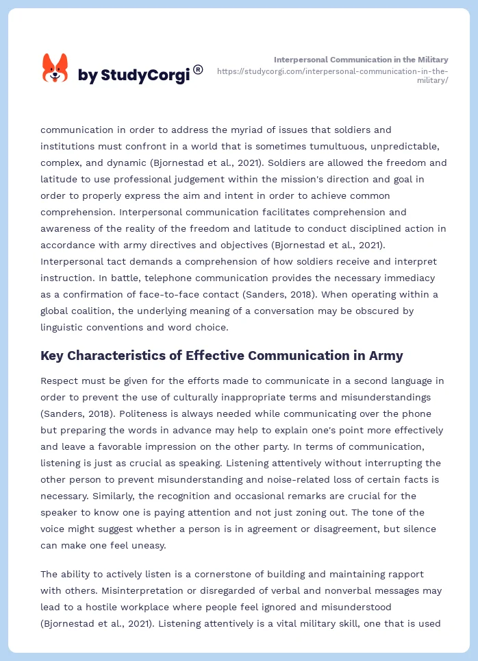 Interpersonal Communication in the Military. Page 2