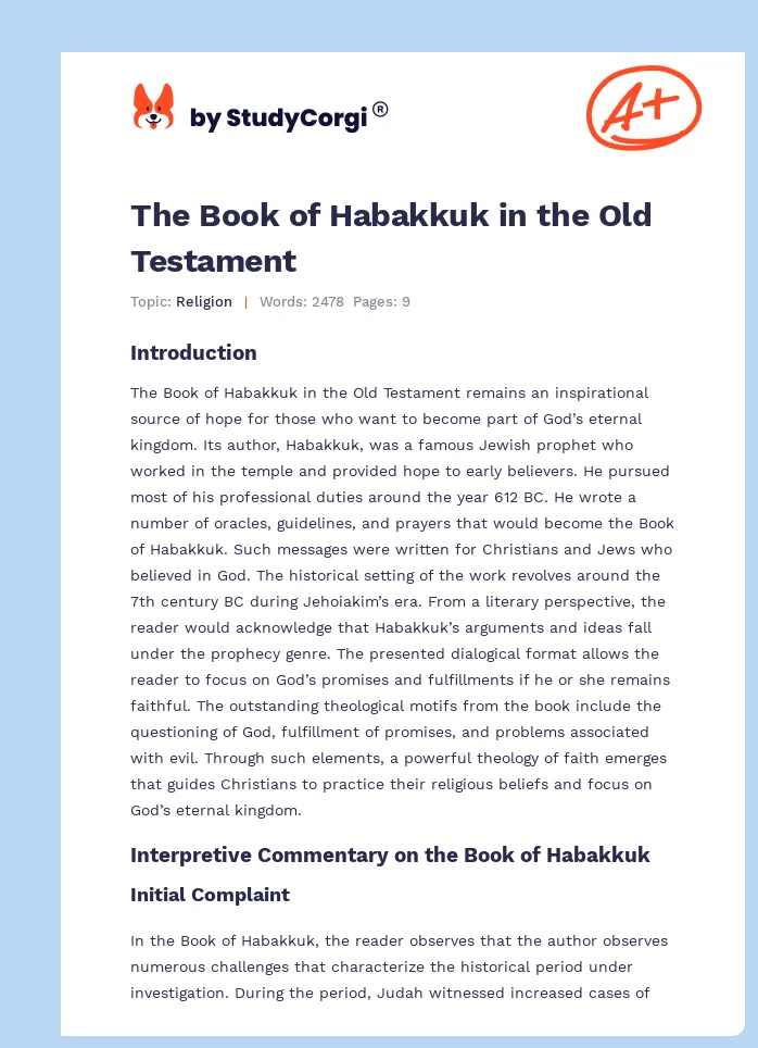 The Book of Habakkuk in the Old Testament. Page 1