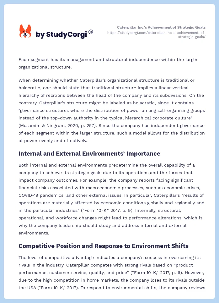 Caterpillar Inc.’s Achievement of Strategic Goals. Page 2