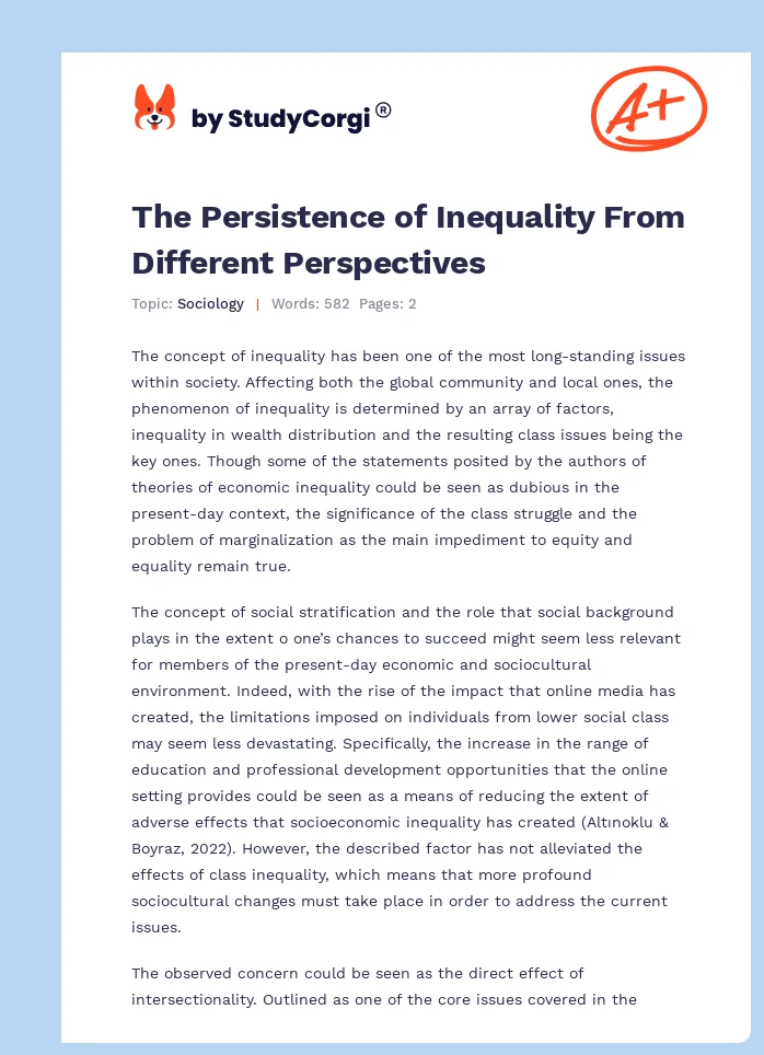 The Persistence of Inequality From Different Perspectives. Page 1
