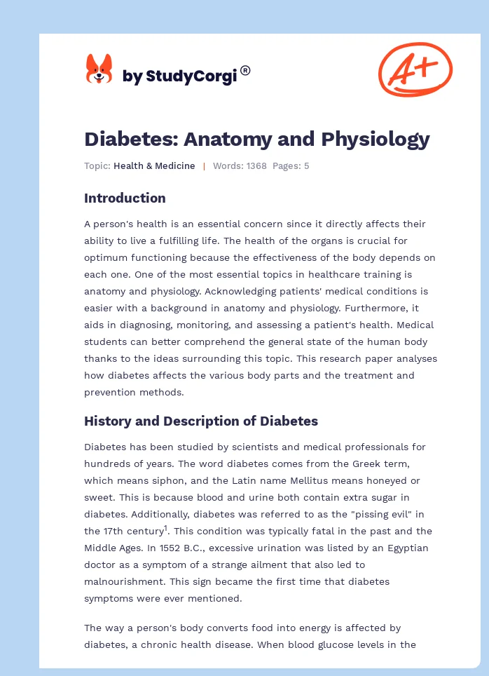 Diabetes: Anatomy and Physiology. Page 1