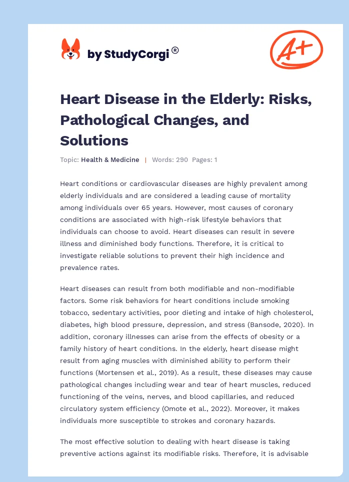Heart Disease in the Elderly: Risks, Pathological Changes, and Solutions. Page 1