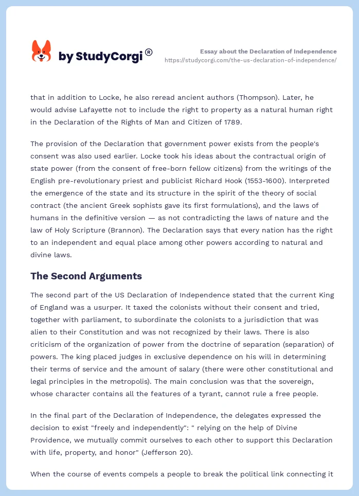 The US Declaration of Independence. Page 2