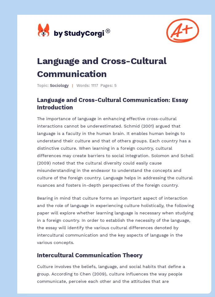 Language and Cross-Cultural Communication. Page 1