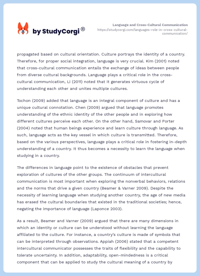 Language and Cross-Cultural Communication. Page 2
