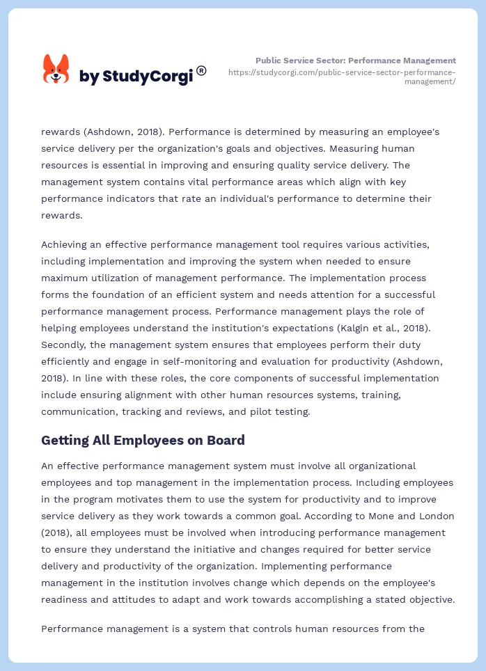 Public Service Sector: Performance Management. Page 2