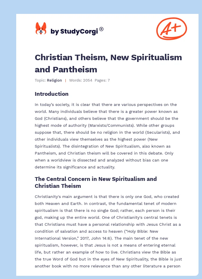 Christian Theism, New Spiritualism and Pantheism. Page 1