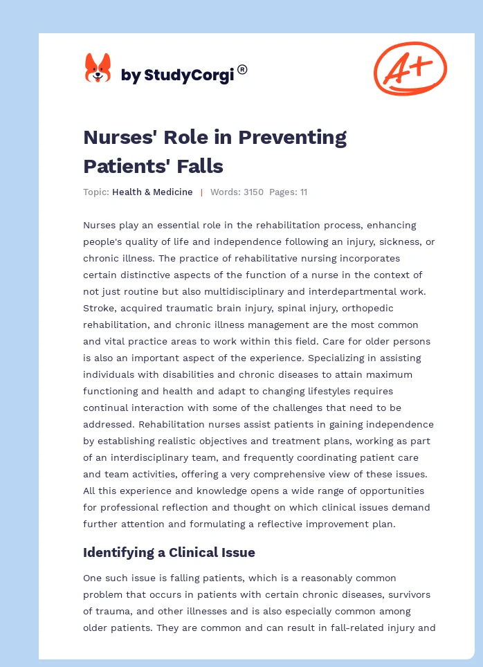 Nurses' Role in Preventing Patients' Falls. Page 1