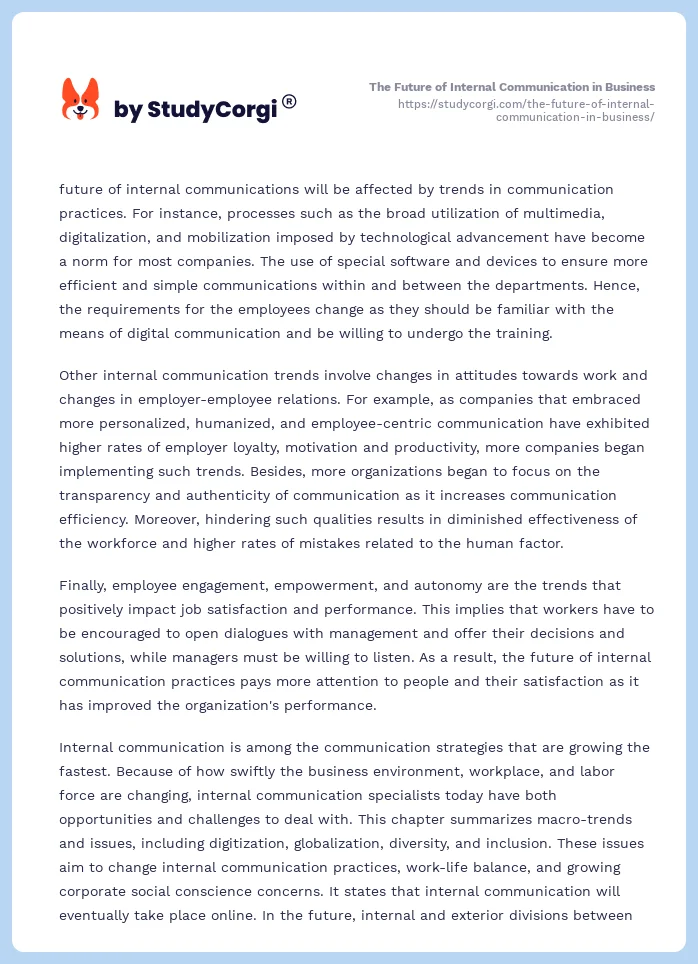 The Future of Internal Communication in Business. Page 2