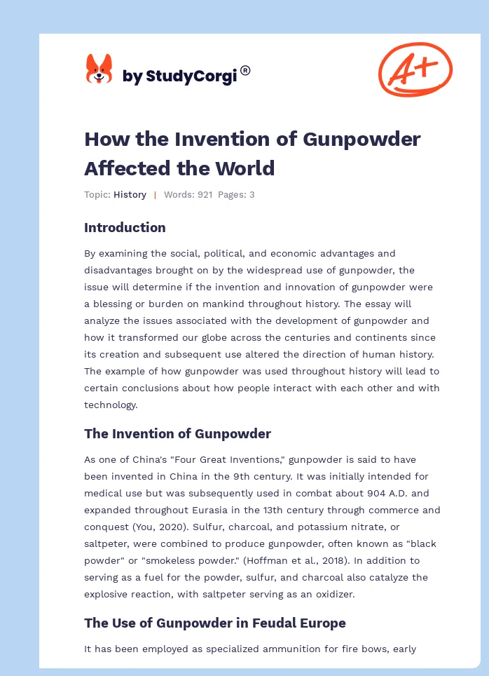 How the Invention of Gunpowder Affected the World. Page 1