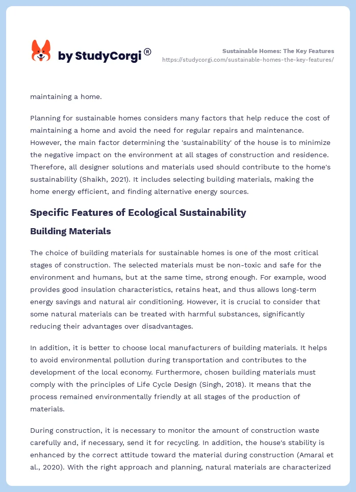 Sustainable Homes: The Key Features. Page 2