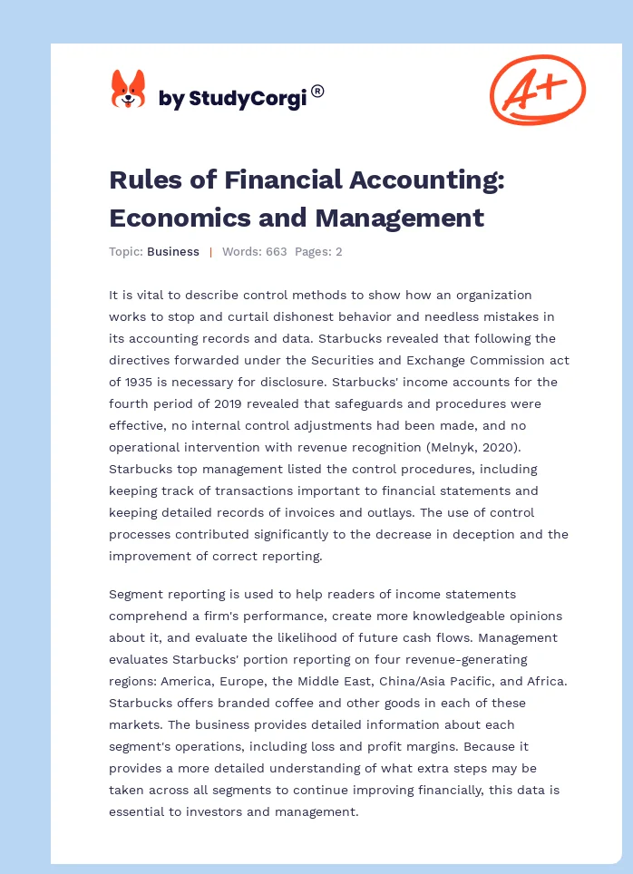 Rules of Financial Accounting: Economics and Management. Page 1