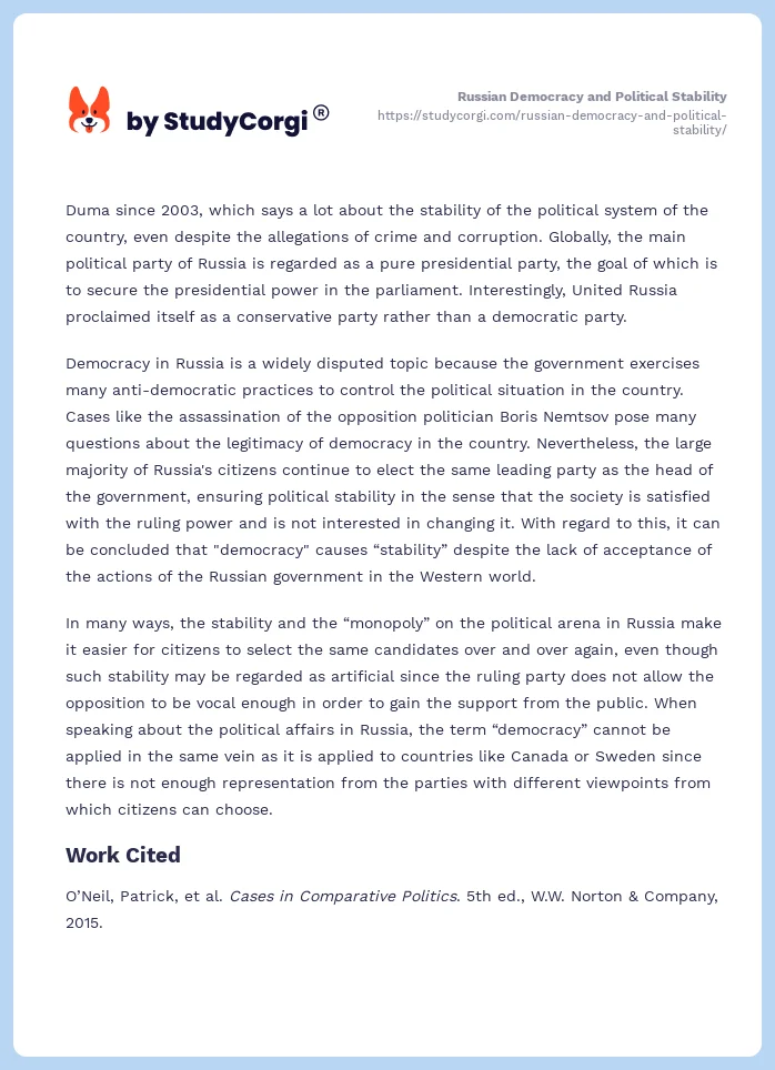 Russian Democracy and Political Stability. Page 2