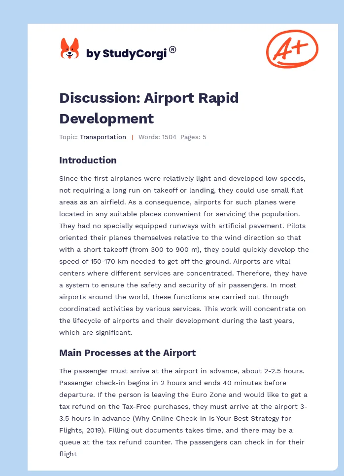 Discussion: Airport Rapid Development. Page 1