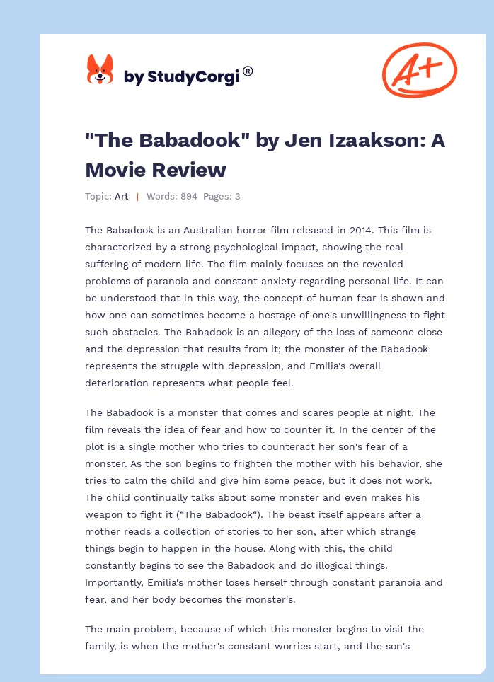 "The Babadook" by Jen Izaakson: A Movie Review. Page 1