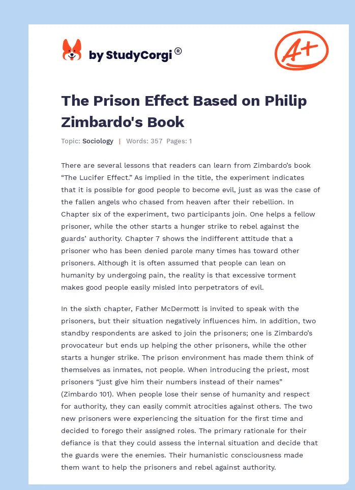 The Prison Effect Based on Philip Zimbardo's Book. Page 1