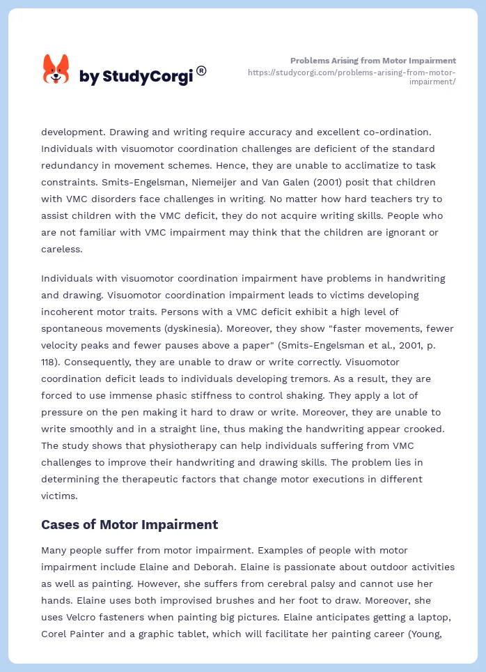 Problems Arising from Motor Impairment. Page 2